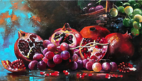 Натюрморт с грантами и виноградом