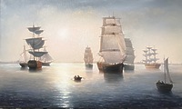 Туманное утро в море